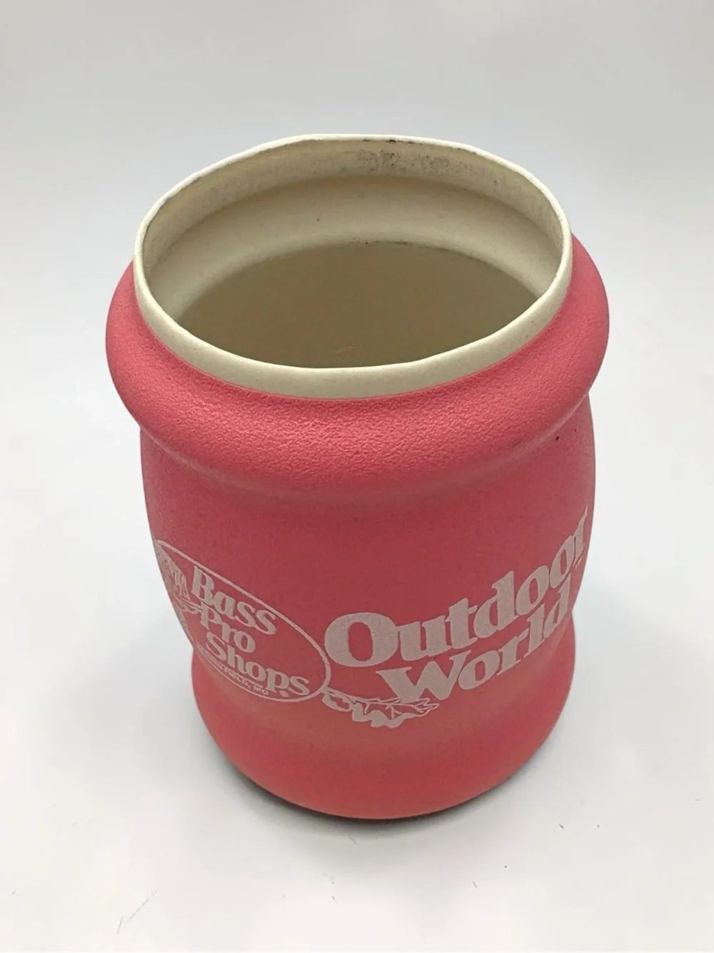 Vintage Bass Pro Shops Outdoor World Pink Foam Can Cooler Koozie Springfield, MO